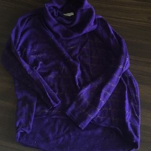 Womens XL Coldwater Creek Sparkly Purple Sweater